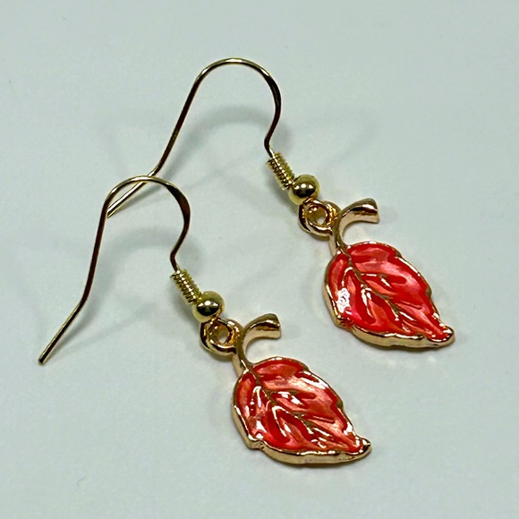 Handmade 14k Gold Plated Leaf Earrings! - Picture 4 of 5